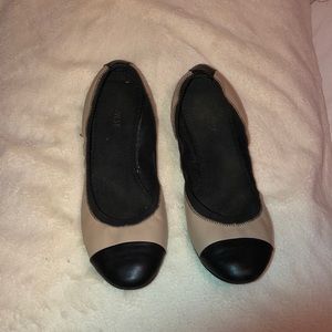 Nude and Black Ballet Flats